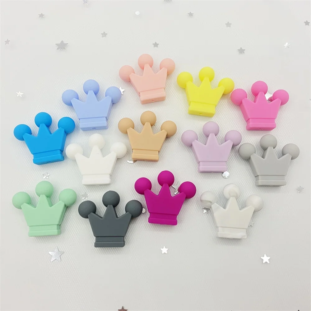 20Pcs 크라운 실리콘 구슬 Teething 장난감 음식 학년 실리콘 DIY Pacifier 체인 펜던트 액세서리 Babi teether kids toy
