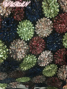 

Fashion tulle mesh material sexy French net lace fabric with sequins