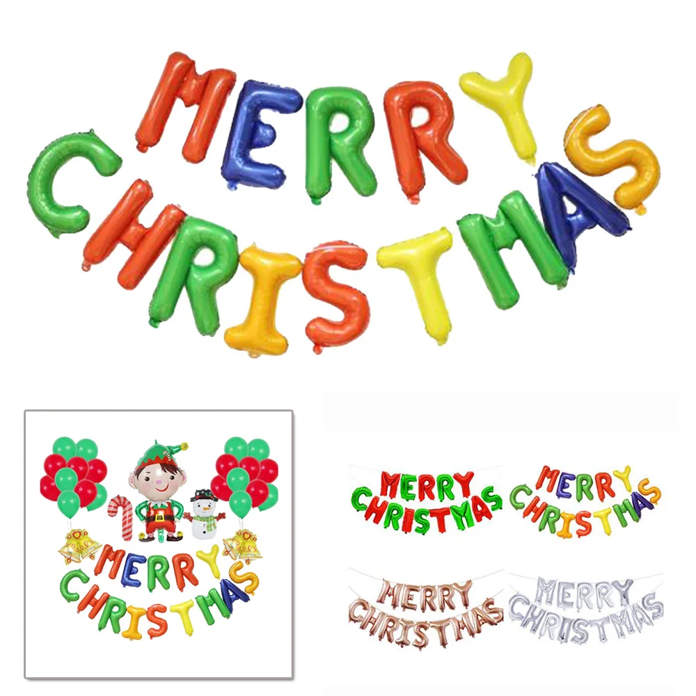 14pcs/Set Balloon Letter Party Decoration Merry Christmas Aluminum Film Festive Party Supplies Ornament Banner