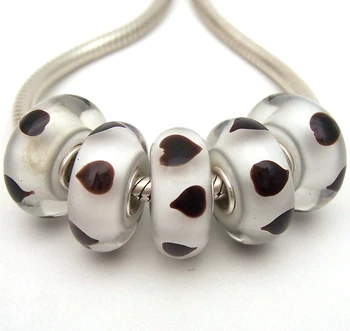 

JGWG2510 5X 100% Authenticity S925 Sterling Silver Beads Murano Glass beads Fit European Charms Bracelet diy jewelry Lampwork