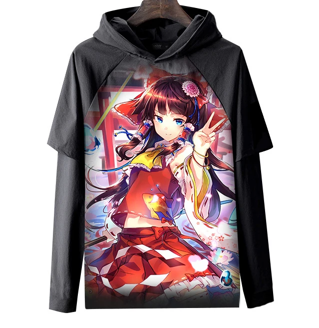 Модная Мужская Женская толстовка с 3D принтом аниме проект TouHou с капюшоном унисекс - Цвет: 2