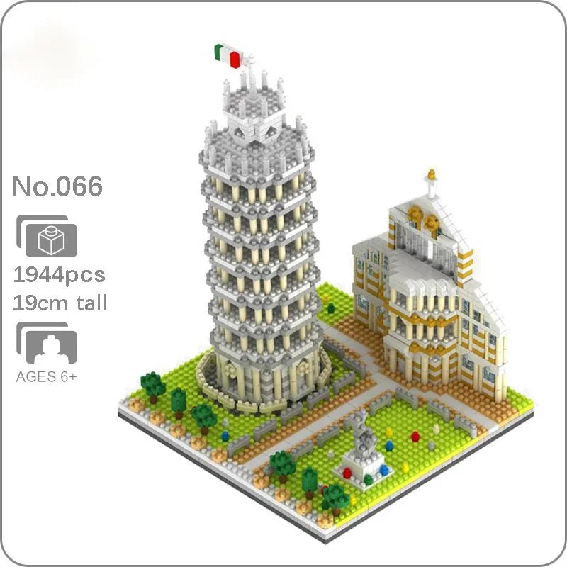 066 всемирно известный архитектура Пизанская башня 3D DIY Мини Алмазные блоки