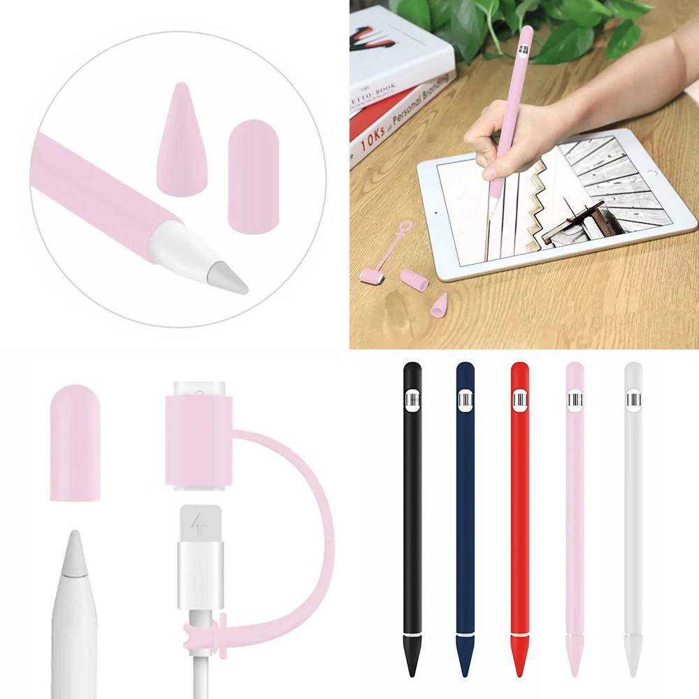 4 в 1 чехол для Apple Pencil 1 планшет стилус перьевой чехол мягкий силиконовый защитный чехол для Apple Pen Чехол сенсорные крышки