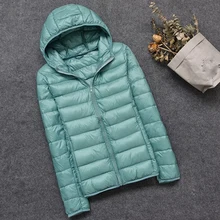 Осенне-зимняя женская тонкая куртка-пуховик на белом утином пуху, парка, женский ультра-светильник, пальто, Короткие топы, куртка размера плюс, Женская куртка