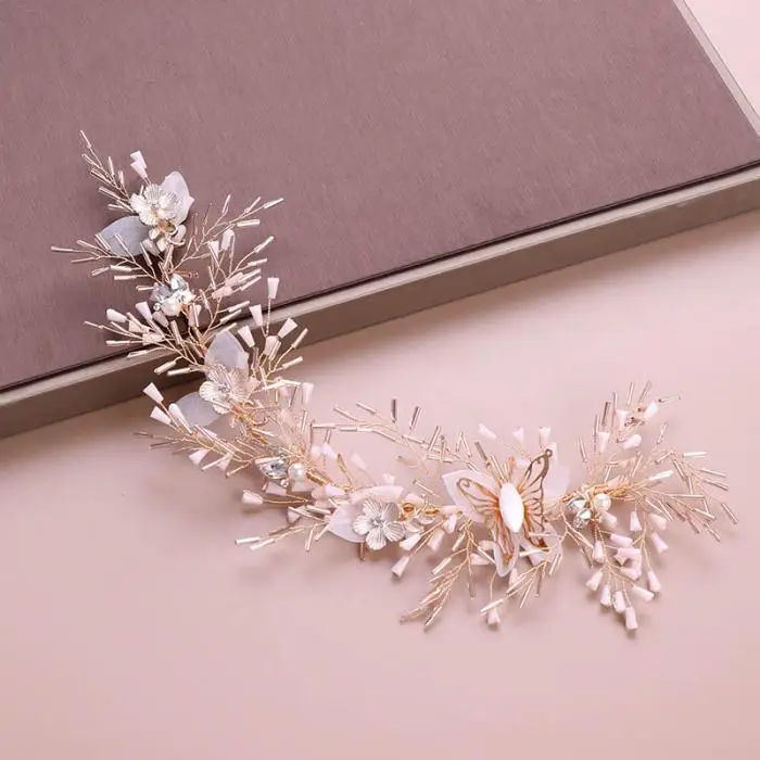 High Quality Flower Crystal Simulated Pearls Hairpin Clips Headband Pendant Earrings Jewelry Sets for Bride Noiva Wedding Party