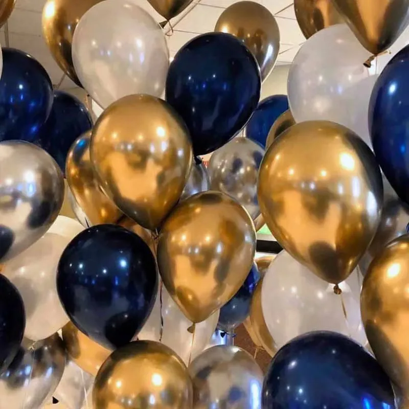 80 шт. 12 дюймов Латекс смешанный металл воздушные шары для дня рождения вечерние украшения 1-й дети взрослые свадебные принадлежности чернильный синий Гелиевый шар