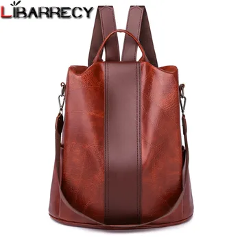 

Vintage Splice Leather Women Backpack Multifunction Backpacks for School Teenagers Girls Large Capacity High Quality Knapsack