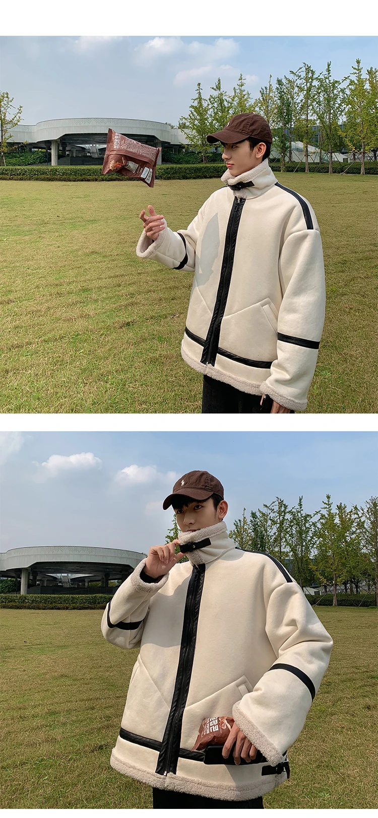 New Large Size Winter Simple Popular Men's Loose Korean Version Of The Wild Lamb Fur Deer Skinny Casual Coat