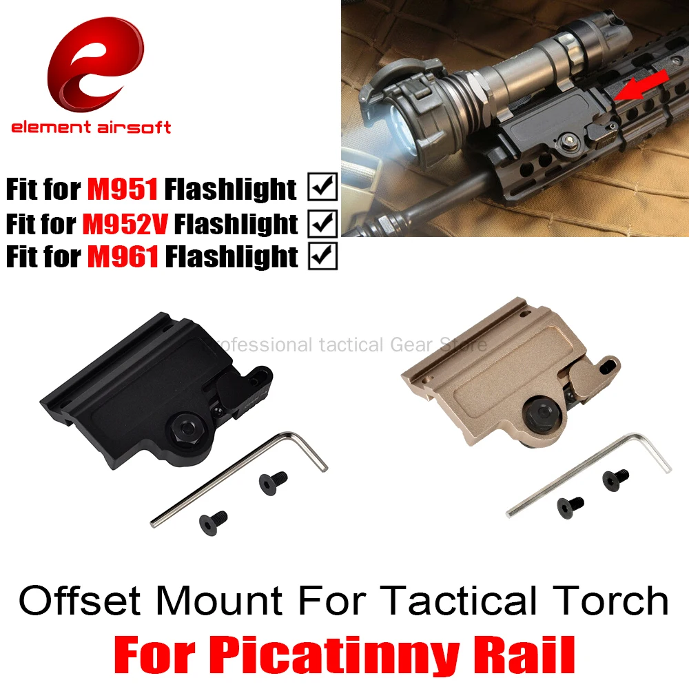

Element Airsoft Tactical Offset Light QD Mount For M951 / M961/M952V Flashlights For 20mm Picatinny Hunting Torch Adapter Mount