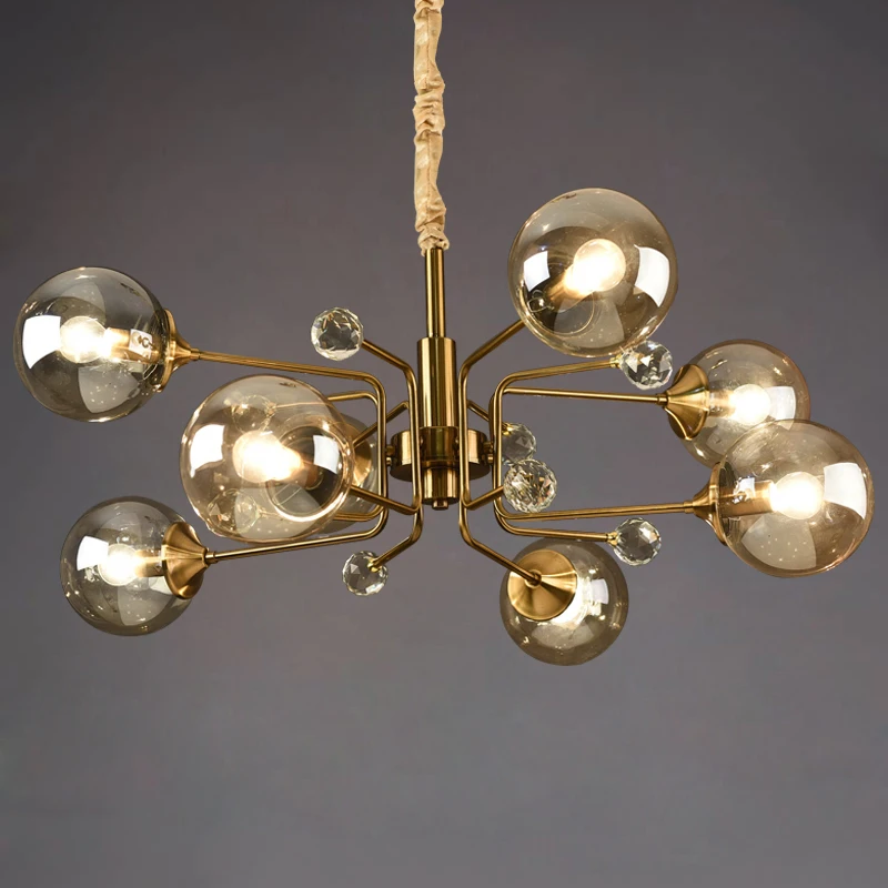 Postmodern light luxury LED glass ball living room chandelier lighting decoration interior hotel loft bar coffee shop | Лампы и