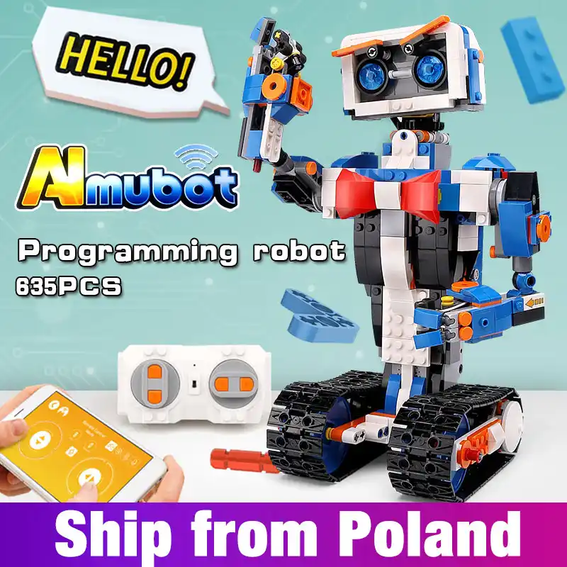 creative black robot block toy