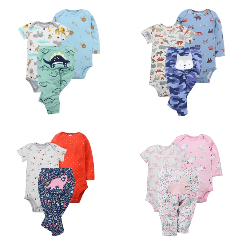 Baby Boy Girl Clothes Sets Long Sleeve o-neck Bodysuit+Pants Newborn Fashion 2021 Costume Spring Outfit Unisex New Born 6-24M