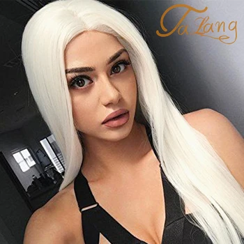 

TALANG cosplay wig white synthetic natural portable hair lace front wig long straight cosplay wig white wig