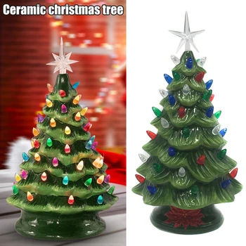 

Christmas Nostalgic Cake Tree Colorful Light Luminous Ceramic Christmas Tree Christmas Ornament Decoration Drop Shipping