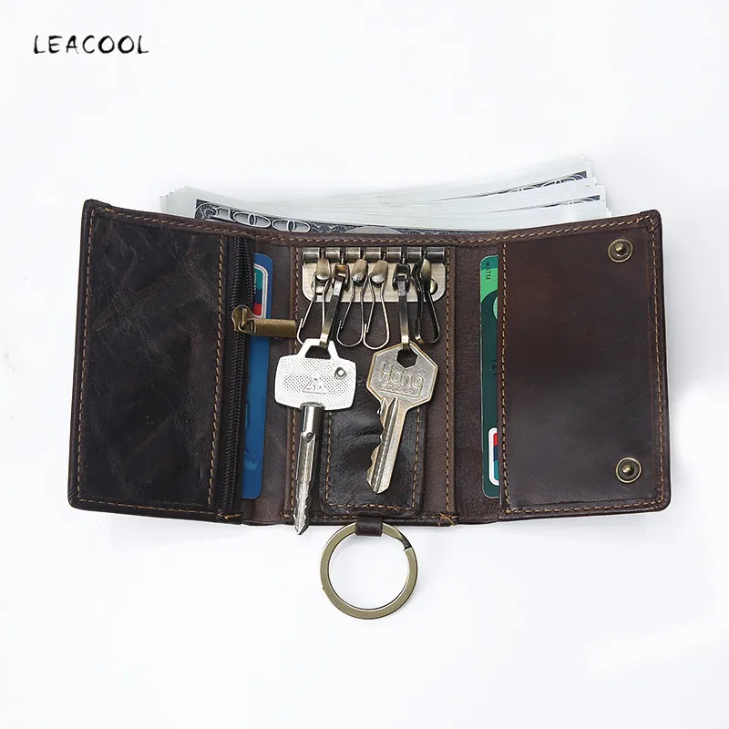 Кошелек для ключей из натуральной кожи на молнии мужчин и женщин|car key wallet|key