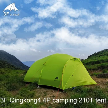 

3F UL Gear Qingkong4 4-person 210T PU Coating Double Layer Seam-sealed 3/4-Seasons Camping Tent with Matching Ground Sheet
