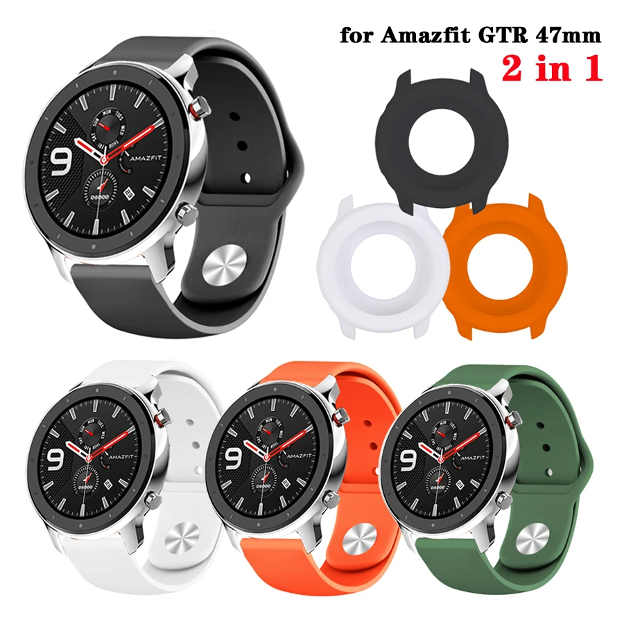 

2 in 1 for Amazfit GTR Strap Watch Band+Soft Protective Case Cover Shell Frame Protector for Xiaomi Huami Amazfit GTR Watch 47mm
