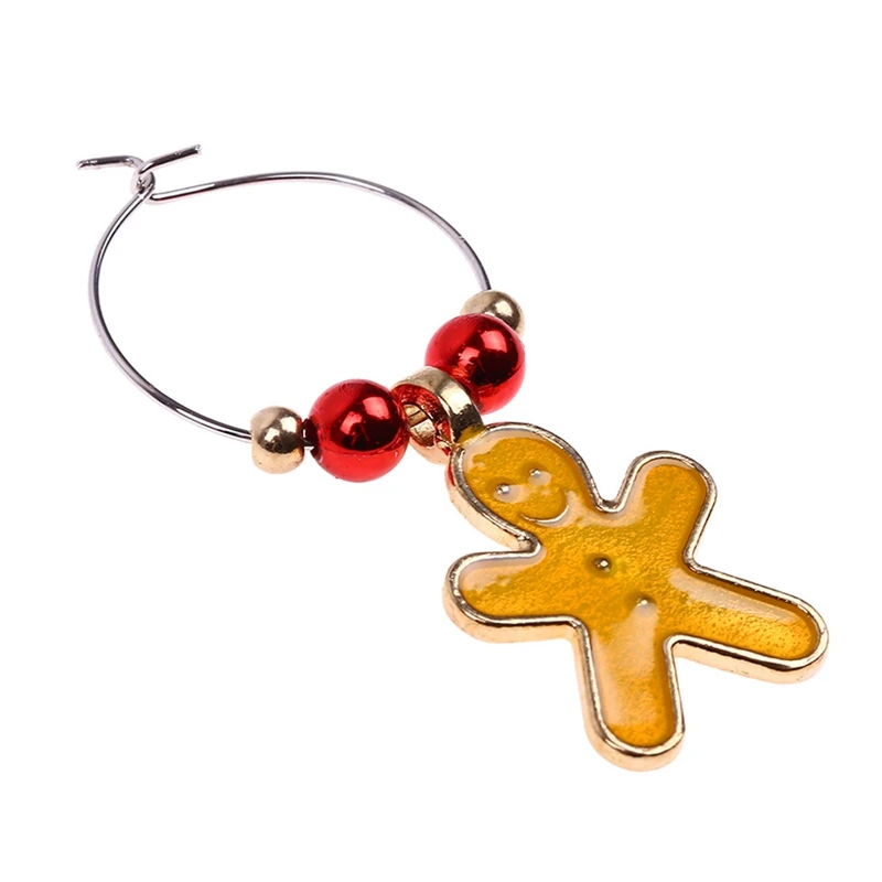 6Pcs/Lot Christmas Wine Glass Decoration Charms Party Cup Ring Table Decorations Xmas Pendants Decoracion
