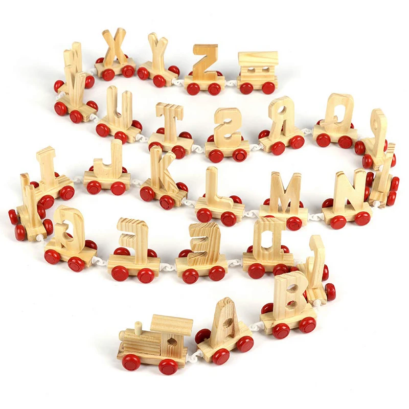 

Hot 26 English Alphabet Trains A-Z Name Combination Personalized Wooden Letters Train Letter Train Children Educational Toys