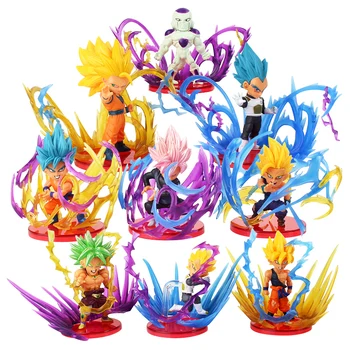 

9pcs/set Dragon Ball Z Figure Toys Super Saiyan Son Goku Gohan Vegeta Frieza Broly Energy Effect Anime DBZ Model Toys