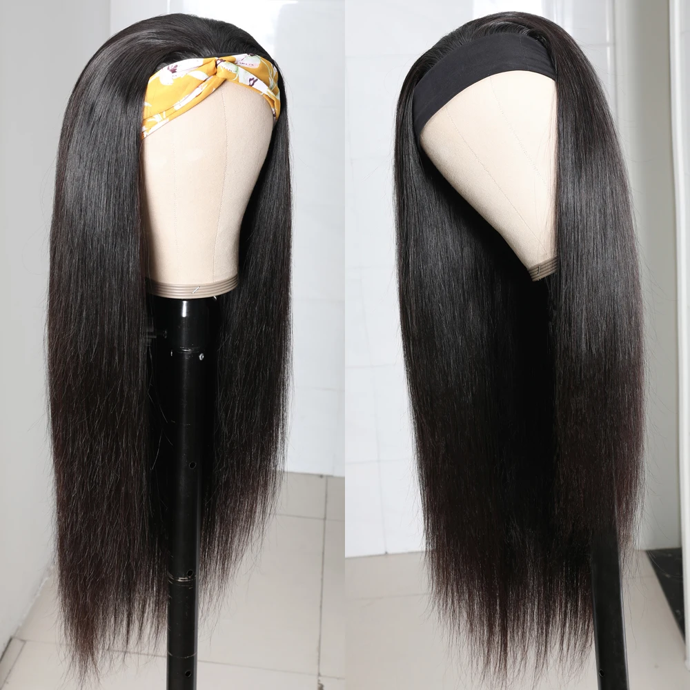 Brazilian Straight Headband Wig for Black Women Glueless Human Hair Wigs with Headband 150% Density Julia Virgin Hair Scarf Wig (3)