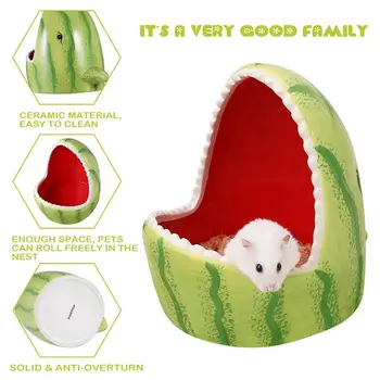 Ceramic Hamster House Cartoon Watermelon Shark Shape Small Animal Pet Nesting Habitat Cage Accessories Watermelon Shark Pet Pot 1