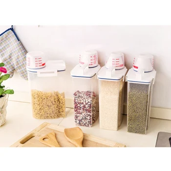 

2L Plastic Cereal Dispenser Storage Box Kitchen Food Grain Rice Container PP Multifunctional HUG-Deals