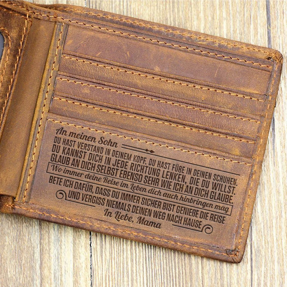 "TO MY Son"-Custom Leather Wallet,Engraved Minimalist Gifts for men on Birthday,Graduation,Christmas Day Drop Shipping - Цвет: B4