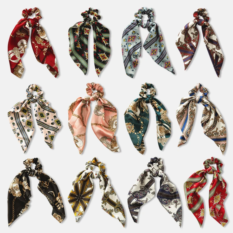 

Ribbon Hair Ring Silk Chain with Long Cross-Border Towel Cloth Ring in Europe and America Colon Ring Hair Ring and Horsetail