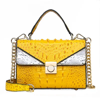 yellow Модные аллигаторные цепи сумки через плечо женские классические змеиные панельные женские сумки роскошная сумка через плечо из искусственной кожи Кошельки - Цвет: yellow