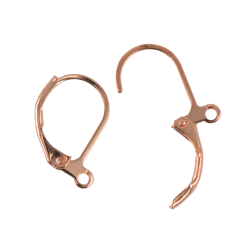 50pcs French Leverback Earrings Findings Hooks Open Loop DIY Rose Gold