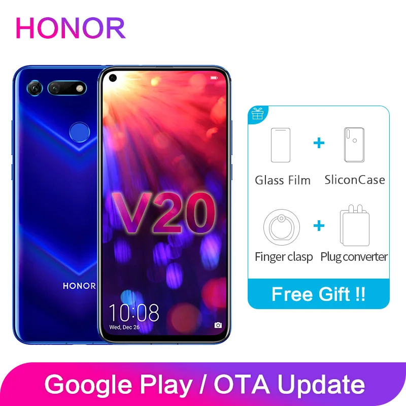 Honor V20 Global rom 6 ГБ 8 ГБ 128 Гб Поддержка NFC Google Play SuperCharge 2310x1080P 6,4 дюймов полноэкранный смартфон 48MP камера