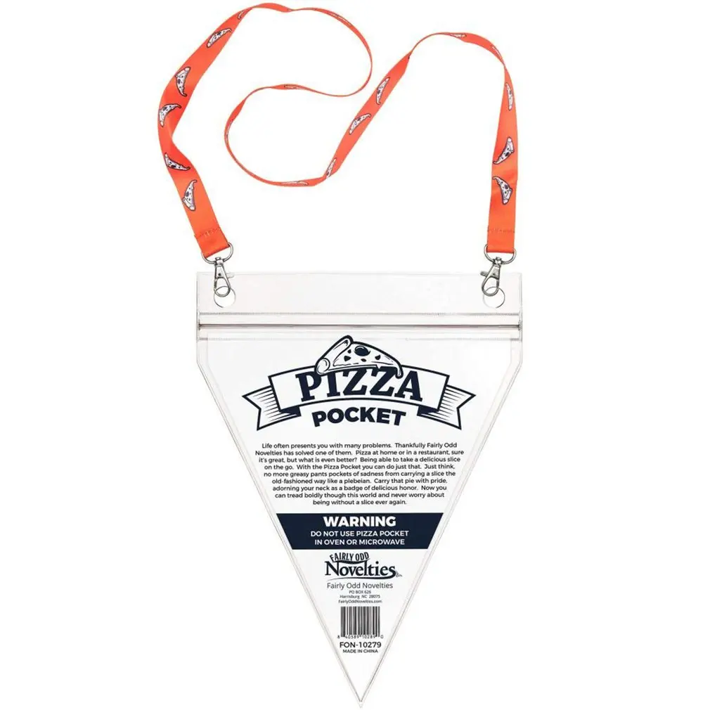 

Portable Pizza Pouch Transparent Neck Hanging Bags Reusable Wearable Zip-lock Pizza Stocking Bags Food Storage