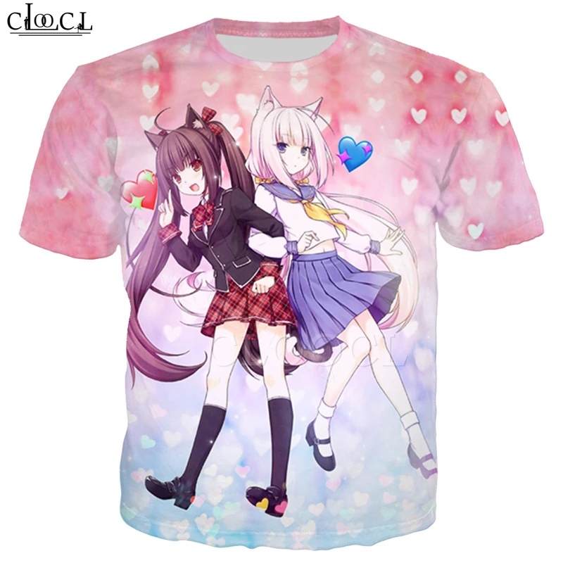 CLOOCL новый стиль аниме Nekopara шоколад ваниль милые девушки футболка 3D печать