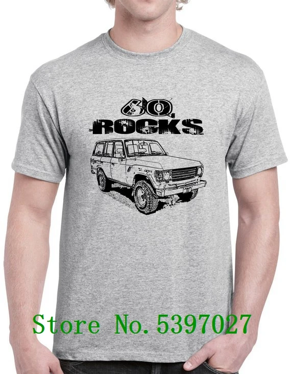 

60 ROCKS With FJ60 Land Cruiser ImageNew 20 18 Clothing Men And Men Brand Hip Hop Short Sleeve Tees fashion T Shirts Tee T-Shirt