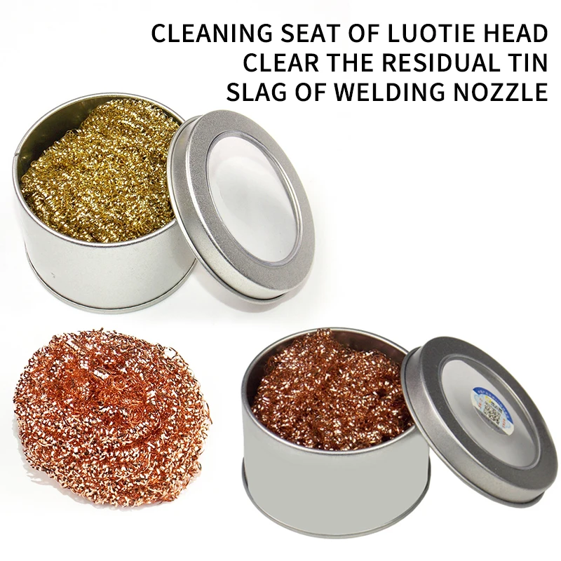 

1pc leaning Ball Desoldering Soldering Iron Mesh Filter Cleaning Nozzle Tip Copper Wire Cleaner Ball Metal Dross Box Clean Ball