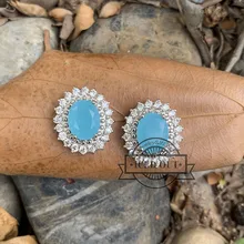 Милые маленькие высококачественные синтетические драгоценные камни для женщин Аквамарин Кристалл серьги гвоздики