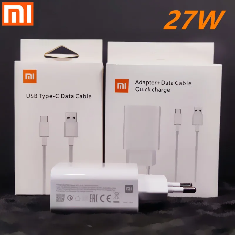 Оригинальное зарядное устройство Xiaomi 27 Вт адаптер для быстрой зарядки 3A кабель