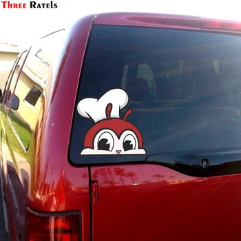 Three Ratels FC35 3D Cute JOLLIBEE Peeking Anime Car Sticker Vinyl PVC Decal for Kids Room Wall Laptop Kitchen Waredrobe