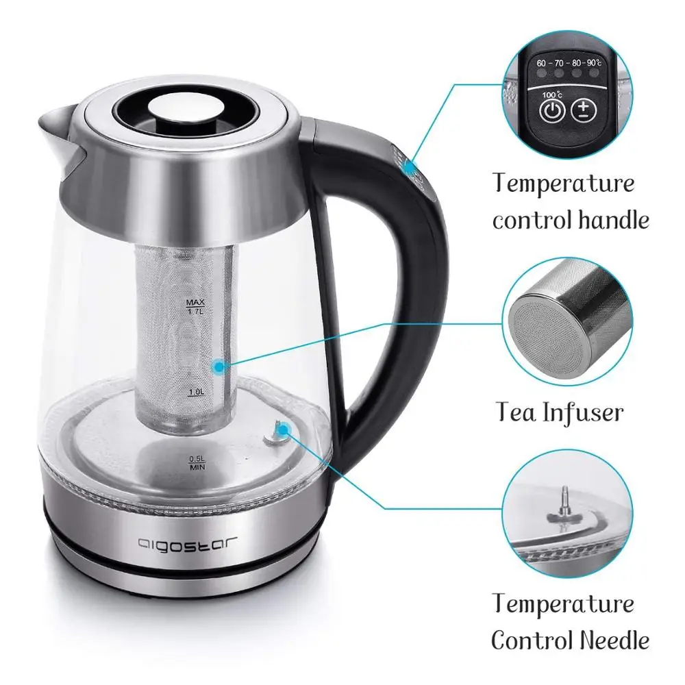 Aigostar Electric Kettle Temperature Control & Tea Infuser 1.7L
