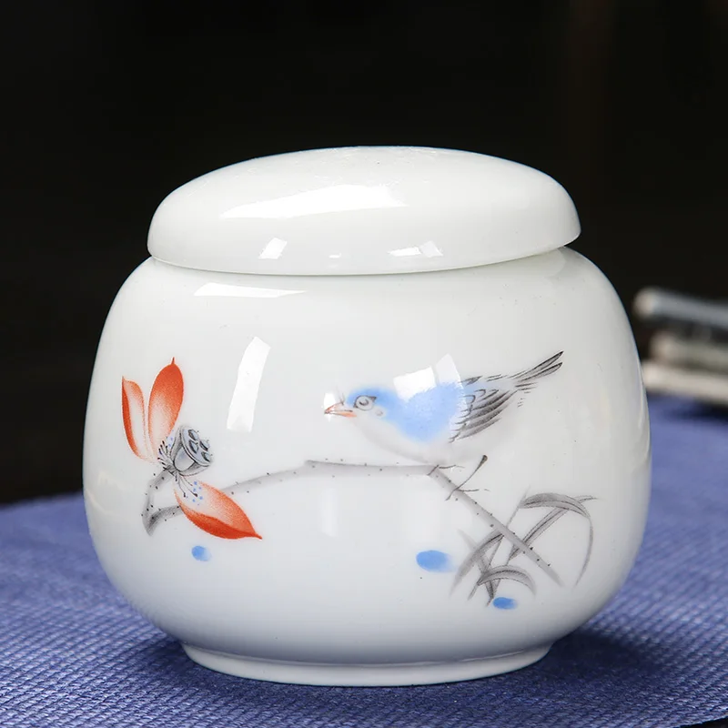 Pu 'er банка для чая кунг-фу чайный сервиз аксессуары для пасты жидкости Банка керамическая банка для чая цветок банка для хранения банок Китай традиционный бак - Цвет: taocigainianyuhuaxia