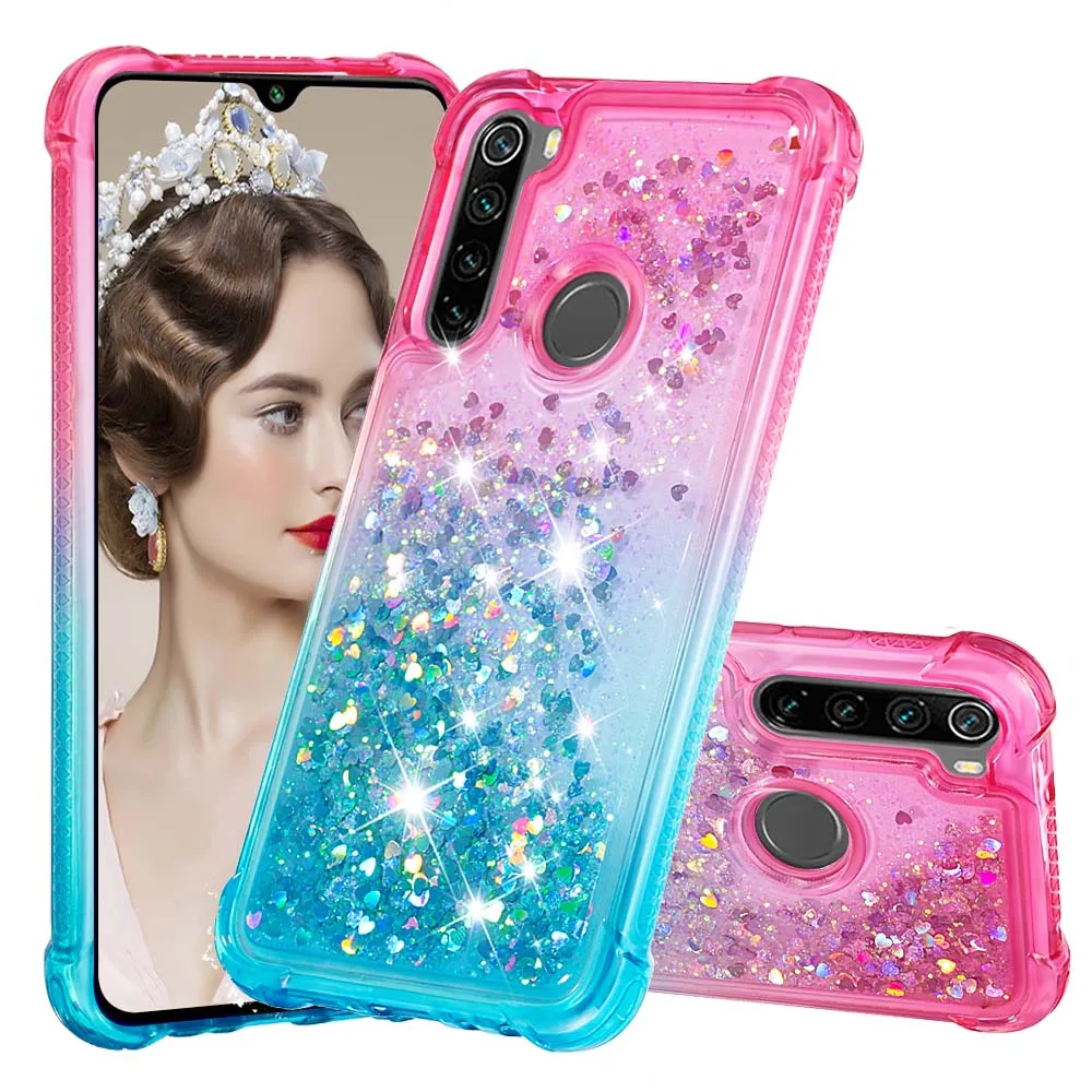 Bling Gradient Quicksand Phone Case for Xiaomi Redmi Note 8 K20 pro 7A mi 9t Glitter Flowing Liquid Floating TPU Bumper Cover | Мобильные