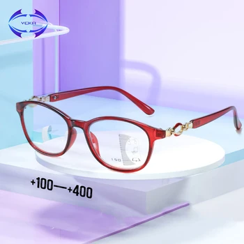 

VCKA Women Anti-blue light Reading Glasses Retro Progressive Multifocal Tr90 High Quality Sight Magnifying Presbyopia Eyewear