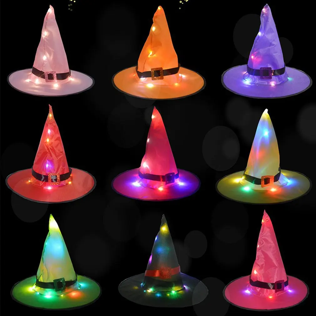 

2020 New Halloween Decoration Witch Hats LED Lights Cap Costume Props Outdoor Tree Hanging Ornament Home Glow Party Decor