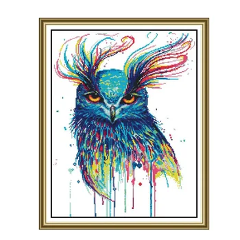 

50 x 62cm 11CT 3 Strands Printing Cross Stitch Kits DIY Decorative Cross-stitch Embroidery Kit Without Frame - Multicolored Owl