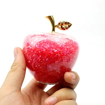 

Wedding Decoration Hollow Crystal Glass Apple with Color Crystal Rhinestone Figurines Home Decoration Accessories