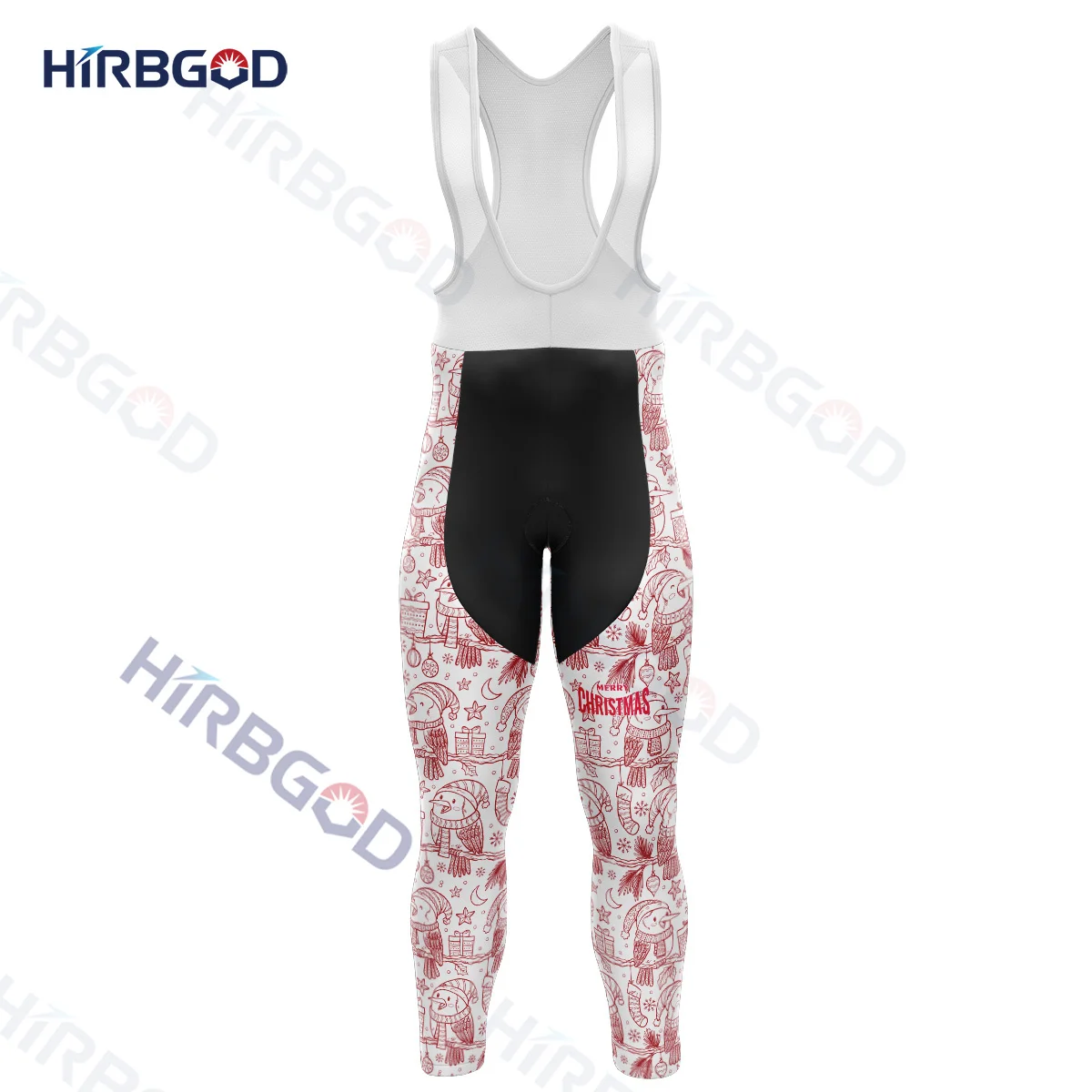 HIRBGOD New Merry Christmas Bell Print Cycling Pants Comfortable Ski Maks Sports Men's Polyester Print Material Breathable