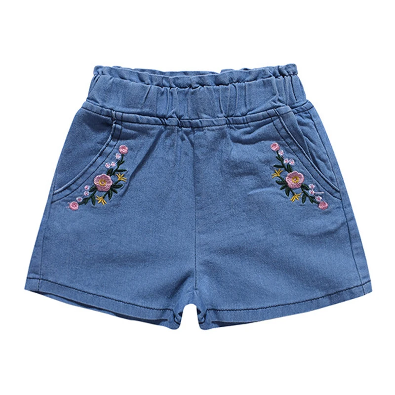 Babyinstar/шорты для маленьких девочек; коллекция года; шорты с цветочной вышивкой для девочек; одежда для малышей; Детские повседневные джинсовые шорты для девочек