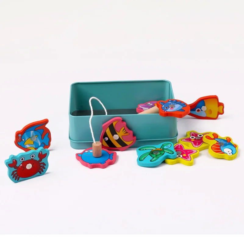 Детская развивающая игрушка, железный ящик, деревянный Игровой набор для рыбалки, новинка, игрушки для познания, магнитные игрушки, набор, детские подарки