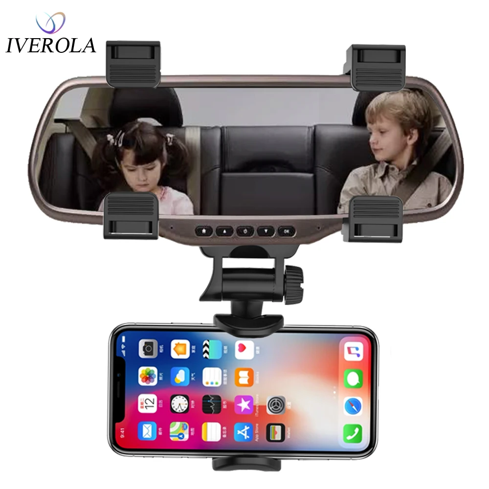 Автомобильный держатель для телефона Univerola, Автомобильное зеркало заднего вида, крепление для мобильного телефона на 360 градусов для iPhone, samsung, gps, подставка для смартфона, обновленная